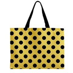 Polka Dots - Black On Blonde Yellow Zipper Mini Tote Bag by FashionBoulevard