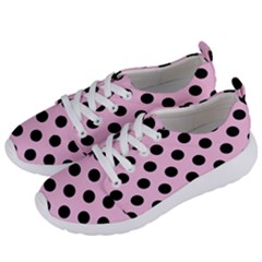 Polka Dots - Black On Blush Pink Women s Lightweight Sports Shoes by FashionBoulevard