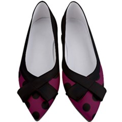 Polka Dots - Black On Boysenberry Purple Women s Bow Heels by FashionBoulevard