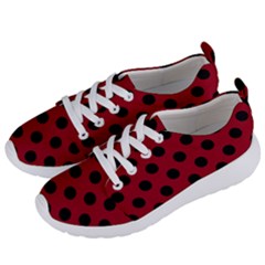 Polka Dots Black On Carmine Red Women s Lightweight Sports Shoes by FashionBoulevard