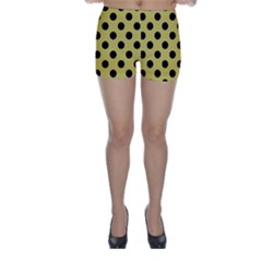 Polka Dots Black On Ceylon Yellow Skinny Shorts by FashionBoulevard