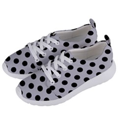 Polka Dots Black On Cloudy Grey Women s Lightweight Sports Shoes by FashionBoulevard