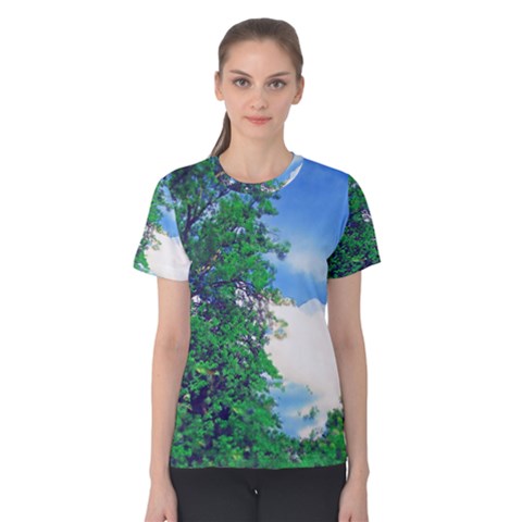 Drawing Of A Summer Day Women s Cotton Tee by Fractalsandkaleidoscopes