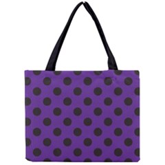 Polka Dots Black On Imperial Purple Mini Tote Bag by FashionBoulevard