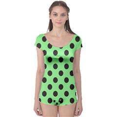 Polka Dots Black On Mint Green Boyleg Leotard 