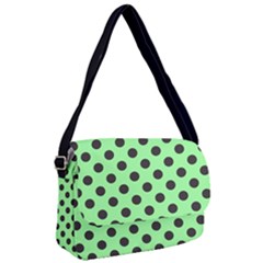 Polka Dots Black On Mint Green Courier Bag