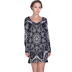Black And White Pattern Long Sleeve Nightdress by Sobalvarro