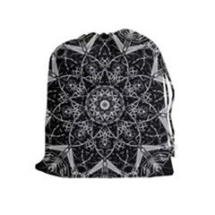 Black And White Pattern Drawstring Pouch (xl) by Sobalvarro