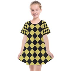 Block Fiesta Black And Ceylon Yellow Kids  Smock Dress by FashionBoulevard