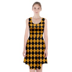 Block Fiesta Black And Honey Orange Racerback Midi Dress by FashionBoulevard