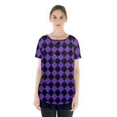 Block Fiesta Black And Imperial Purple Skirt Hem Sports Top by FashionBoulevard