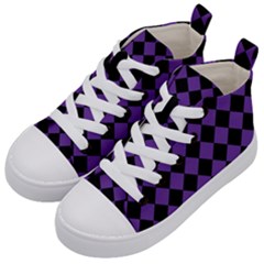 Block Fiesta Black And Imperial Purple Kids  Mid-top Canvas Sneakers by FashionBoulevard