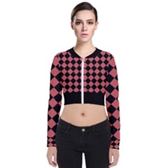 Block Fiesta Black And Indian Red Long Sleeve Zip Up Bomber Jacket by FashionBoulevard