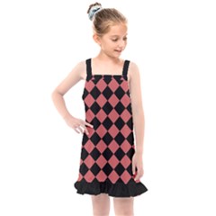 Block Fiesta Black And Indian Red Kids  Overall Dress by FashionBoulevard