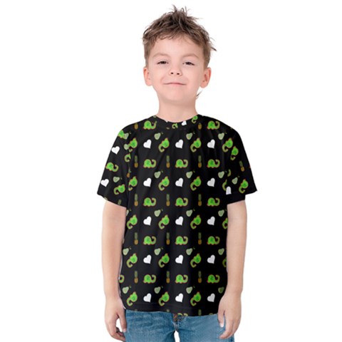 Green Elephant Pattern Kids  Cotton Tee by snowwhitegirl