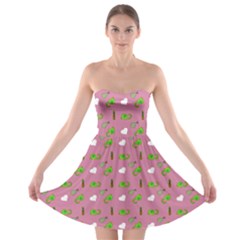 Green Elephant Pattern Mauve Strapless Bra Top Dress