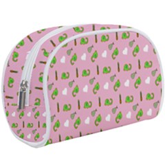 Green Elephant Pattern Pink Makeup Case (large) by snowwhitegirl