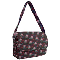 Dark Floral Butterfly Burgundy Courier Bag by snowwhitegirl