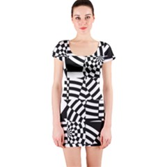 Black And White Crazy Pattern Short Sleeve Bodycon Dress by Sobalvarro