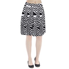 Black And White Crazy Pattern Pleated Skirt by Sobalvarro