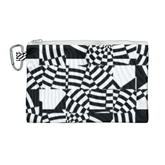 Black And White Crazy Pattern Canvas Cosmetic Bag (large) by Sobalvarro