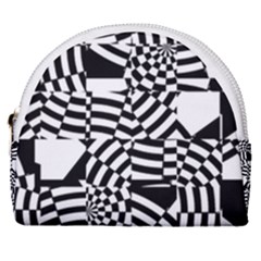 Black And White Crazy Pattern Horseshoe Style Canvas Pouch by Sobalvarro