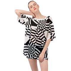 Black And White Crazy Pattern Oversized Chiffon Top by Sobalvarro