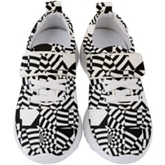 Black And White Crazy Pattern Kids  Velcro Strap Shoes by Sobalvarro