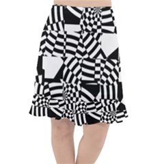 Black And White Crazy Pattern Fishtail Chiffon Skirt by Sobalvarro