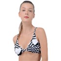 Black And White Crazy Pattern Knot Up Bikini Top View1