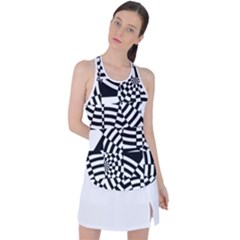 Black And White Crazy Pattern Racer Back Mesh Tank Top by Sobalvarro