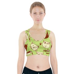 Cute Hand Drawn Cat Seamless Pattern Sports Bra With Pocket by Vaneshart