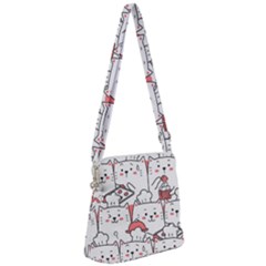 Cute Cat Chef Cooking Seamless Pattern Cartoon Zipper Messenger Bag by Vaneshart