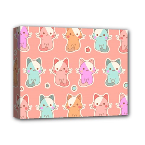 Cute Kawaii Kittens Seamless Pattern Deluxe Canvas 14  X 11  (stretched) by Vaneshart