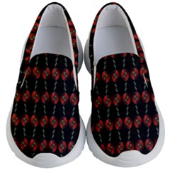 Red Silver Background Electric Kids Lightweight Slip Ons by Wegoenart