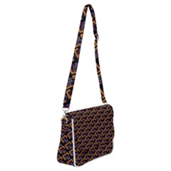 Abstract Orange Geometric Pattern Shoulder Bag With Back Zipper by Wegoenart