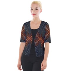 Art Abstract Fractal Pattern Cropped Button Cardigan by Wegoenart