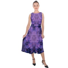 Fractal Symbol Pattern Design Midi Tie-back Chiffon Dress by Wegoenart