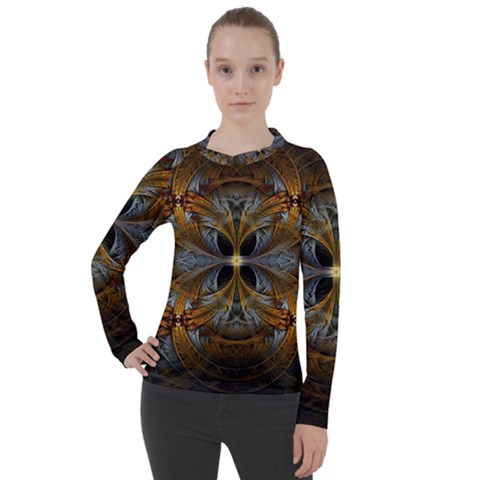 Fractal Art Abstract Pattern Women s Pique Long Sleeve Tee by Wegoenart