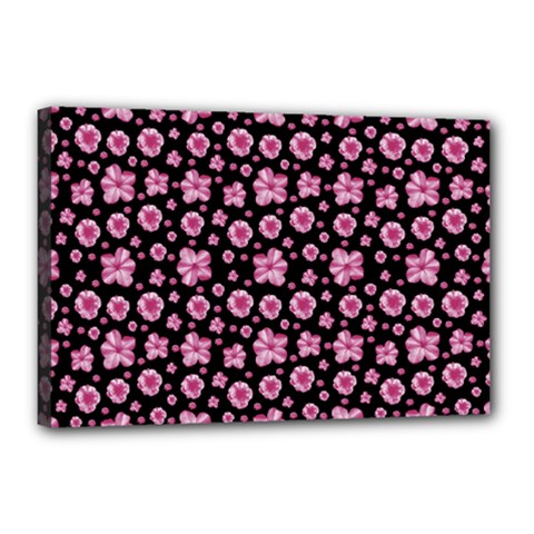 Pink And Black Floral Collage Print Canvas 18  X 12  (stretched) by dflcprintsclothing