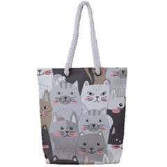 Cute Cats Seamless Pattern Full Print Rope Handle Tote (small) by Wegoenart