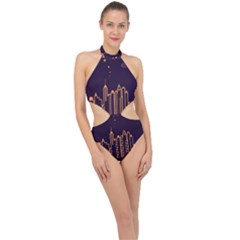 Skyscraper Town Urban Towers Halter Side Cut Swimsuit