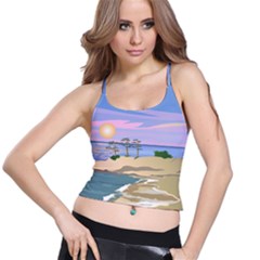 Vacation Island Sunset Sunrise Spaghetti Strap Bra Top