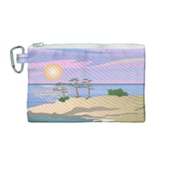 Vacation Island Sunset Sunrise Canvas Cosmetic Bag (medium)