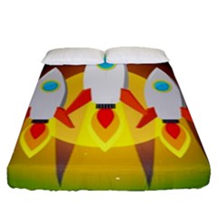 Rocket Take Off Missiles Cosmos Fitted Sheet (queen Size)