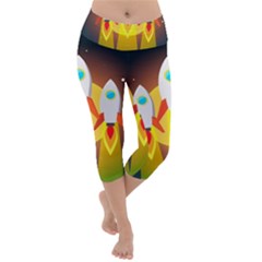 Rocket Take Off Missiles Cosmos Lightweight Velour Capri Yoga Leggings