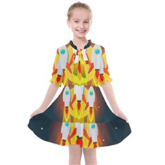 Rocket Take Off Missiles Cosmos Kids  All Frills Chiffon Dress