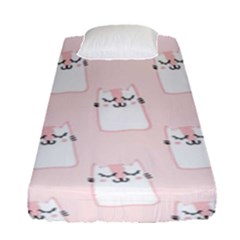 Pattern Pink Cute Sweet Fur Cats Fitted Sheet (single Size)