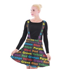 Red Yellow Blue Green Purple Suspender Skater Skirt