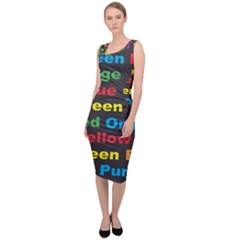 Red Yellow Blue Green Purple Sleeveless Pencil Dress